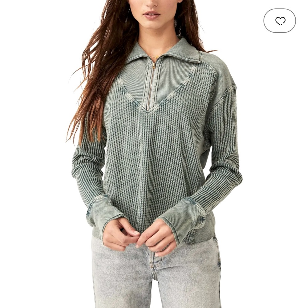 FREE PEOPLE ASHTON ZIP THERMAL - DRIED PINE - Size L